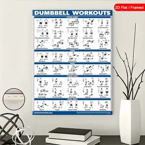 Dumbbell Workout Exercise Poster, Free Weight Body Building Guide, Home Gym Chart, Modern Home Decor, Wood Material, Model Xinghao, Made in China