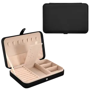 Made By FEIFEIYU Jewelry Box, Travel Portable Jewelry Case for Ring, Pendant, Earring, Necklace, Bracelet Organizer Storage Holder Boxes - Rectangular Velvet Gift