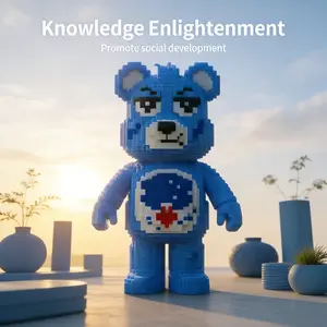 Blue Elf Creative Bear 3D Puzzle Stem Building Blocks Decoration, Bookshelf Home Office Cabinet Decor, Party Living Room TV Stand Display