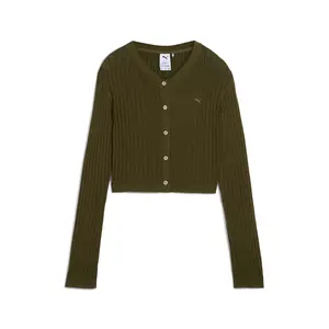 PUMA Womens Yona Longsleeve Knit Crew Neck Long Sleeve Sweater Casual - Green