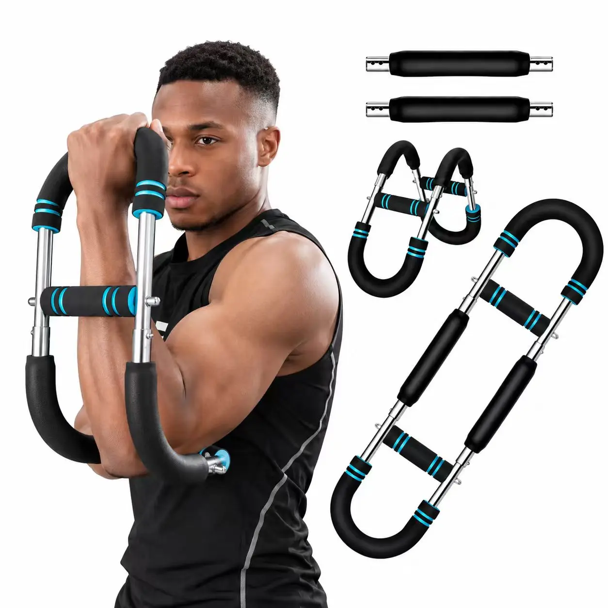 ULEVIQA Multifunctional Upper Body Trainer, Portable Spring Resistance Chest and Arm Workout Equipment with Non-Slip Hand Grips for Men & Women, Shoulder, Forearm, Strength Training & Home Fitness