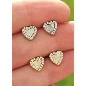 .925 sterling silver CZ seashell heart earrings