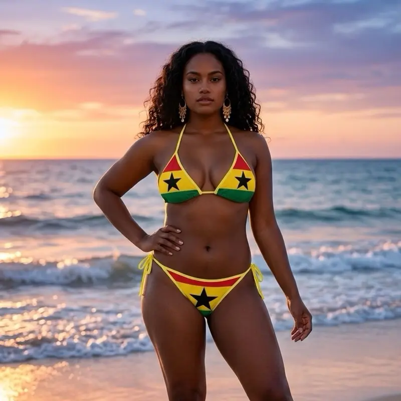 Women's Ghana flag-Inspired Colorful Custom 2-Piece Sports Swimsuit for Outdoor Activities