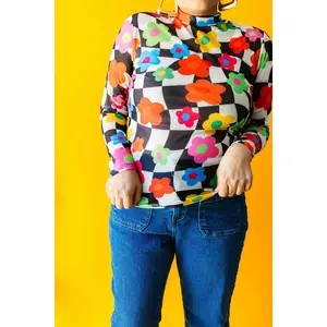 TABY ORIGINAL: In My Blooming Era Peekaboo Mesh top IN SIZES XS-5X***