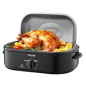 VEVOR Roaster Oven, 18QT Fast-Cooking Turkey Roaster, 150-450 Adjustable Temperature Turkey Oven with Self-Basting Lid, Removable Pan and Rack, Defrost Warm Function, Electric Roasting Pan for Home
