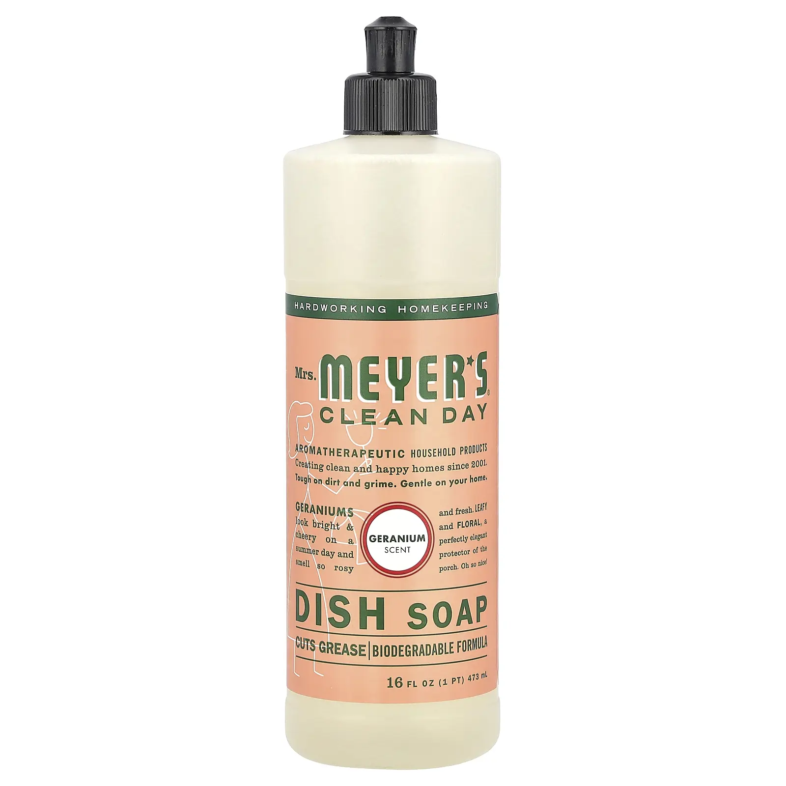 Mrs. Meyers Clean Day Dish Soap, Geranium, 16 fl oz (473 ml)