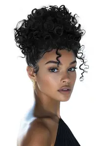 Natural Messy Bun Hair for Women, Synthetic Loose Wave Bun Hair is Ponytail Extension with Elastic Drawstring,  Gorgeous Bun Perfect for Beginners Daily Wear &Party Use. (8 Inch) Synthetic Curly