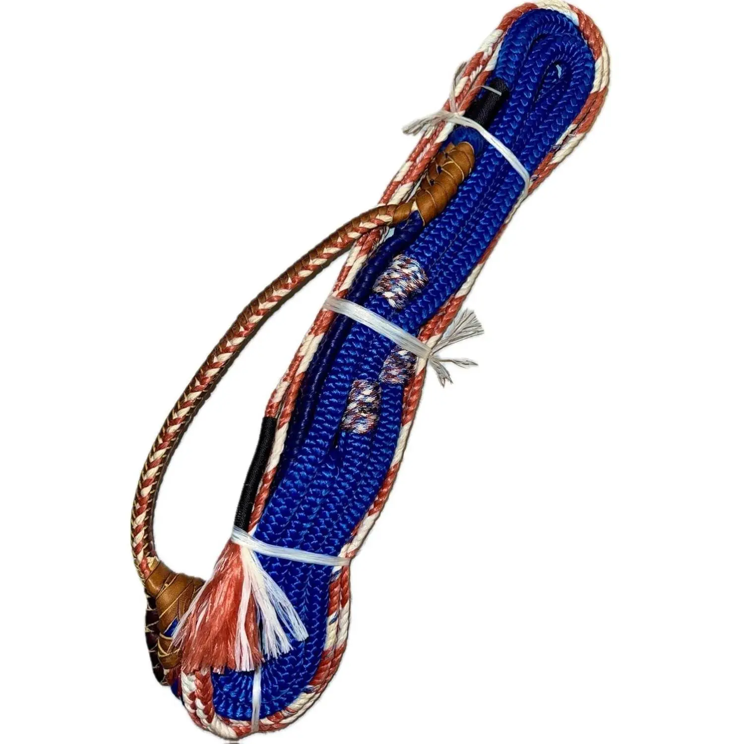 Patriot Brazilian Bull Rope - Royal Blue on Red & Blue Poly Pro 7x9RH 3/4" x 3/4" Bull EPT Full Brazilian 16'