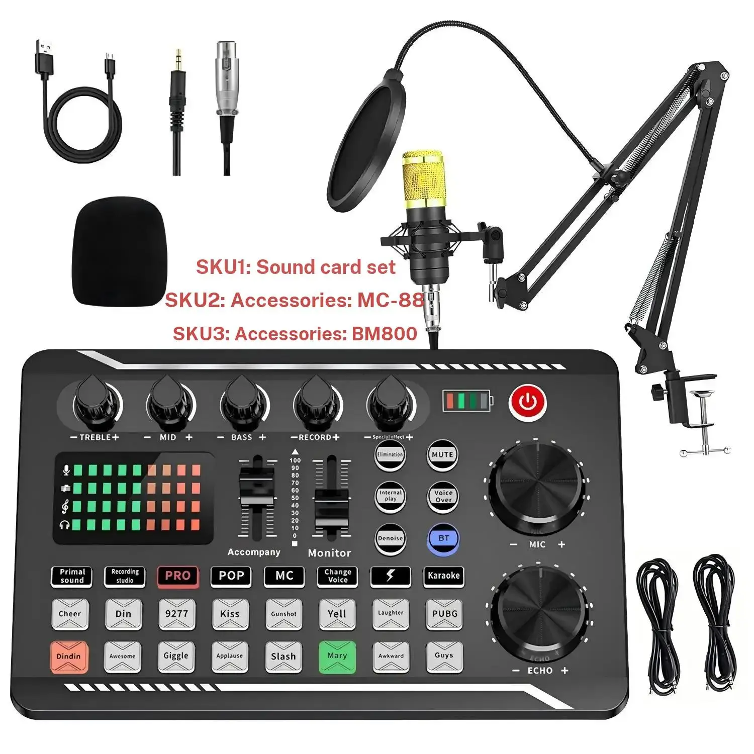 Professional Audio Mixer, Live Sound Card and Audio Interface with DJ Mixer Effects and Voice Changer,Podcast Production Studio Equipment, Prefect for Streaming/Podcasting/Gaming, USB Audio Mixer, Streaming PC Mixer, Audio Mixer Kit
