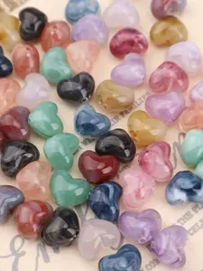 50 Stylish Acrylic Love Beads, 7 Candy Colors, 11mm X 13mm, DIY Jewelry Making Materials, Bracelets, Necklaces, Key Chains, Christmas Crafts