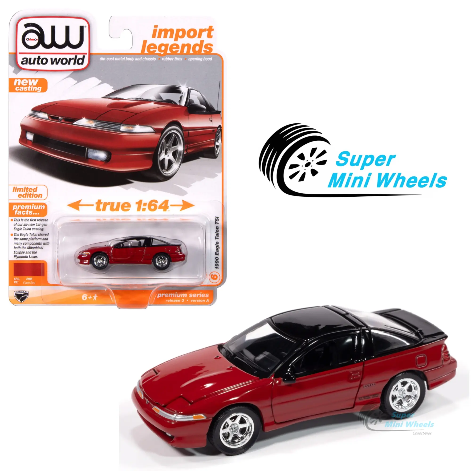 Auto World 1:64 1990 Eagle Talon TSi Red