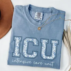 Comfort Colors ICU Nurse Shirt, Blue Toile Intensive Care Nurse Shirt, Registred Nurse Grad, Critical Care Nurse Tee, Nurse Shirt, ICU Gift