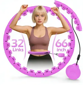 Weighted exercise hoop with 32 links (66 inches), sweet weight ball, suitable for adults Sports and fitness, suitable for women's smart sports devices