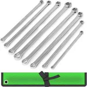 SWANLAKE 8PCS Extra Long Double Box End Wrench Set, CR-V, Less Effort Aviation Wrench Metric 8mm - 24mm