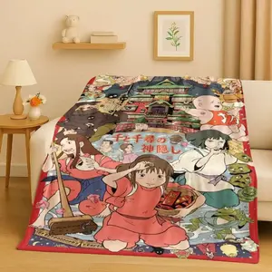 No Face Man Flannel Blanket Spirited Away Studio Ghibli 3D Visual Art Soft Warm Throw For Gamer Room Decor Dorm Essential Bed Sofa Home Holiday Gift