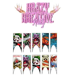 EdxHardy Frenchie Waterslide Nail Decals - Gradient Design, Available in Sizes S-50mm, Glossy Finish, Luxury Acrylic Decals