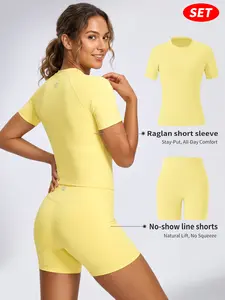 Uncia Active Women's 2-Piece Tracksuit Set - Seamless-Free Shorts, Raglan Sleeves Tee with Flat Tummy & Glute-Lifting Fit, Workout Gym Matching Sets for Outdoor Yoga, 2 Piece Sets, Workout Sets For Women summerwins,summerwins