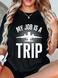 100% Cotton Funny Flight Attendant Art for Men Women Flight Attendant T-Shirt