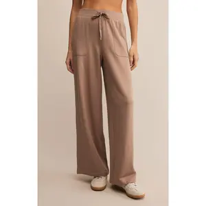 Z Supply LAYOVER Pant - Desert Taupe High-Rise Elastic Waist Regular Fit with Side Pockets Casual Chic Bottoms for Women