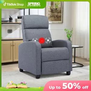 EBELLO PU Leather Massage Recliner Chair Recliner Chairs, Modern Padded Seat Reclining Chair Single Sofa for Living Room, Adjustable Home Theater Seating Office