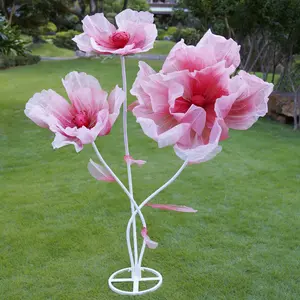 ZEYEXE Giant Artificial Flower Decor,Oversized Gradient Organza Flower with Bendable Stem,DIY Shape Fake Flower Sculpture with Heavy Base for Wedding,Event,Party & Photo Backdrop,Store Display