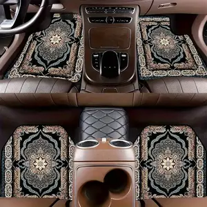 Bohemian Design Car Floor Mats, Universal Fit for Tesla, Truck, Suv, Sedan, Durable Polyester, Car Accessory, Fashionable Car Interior Accessories
