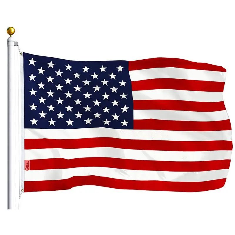 The American flag - outdoor flag. Sewing stripes, polyester material, brass reinforced holes - a durable patriotic flag suitable for decorating homes, courtyards, or gardens with patriotic themes