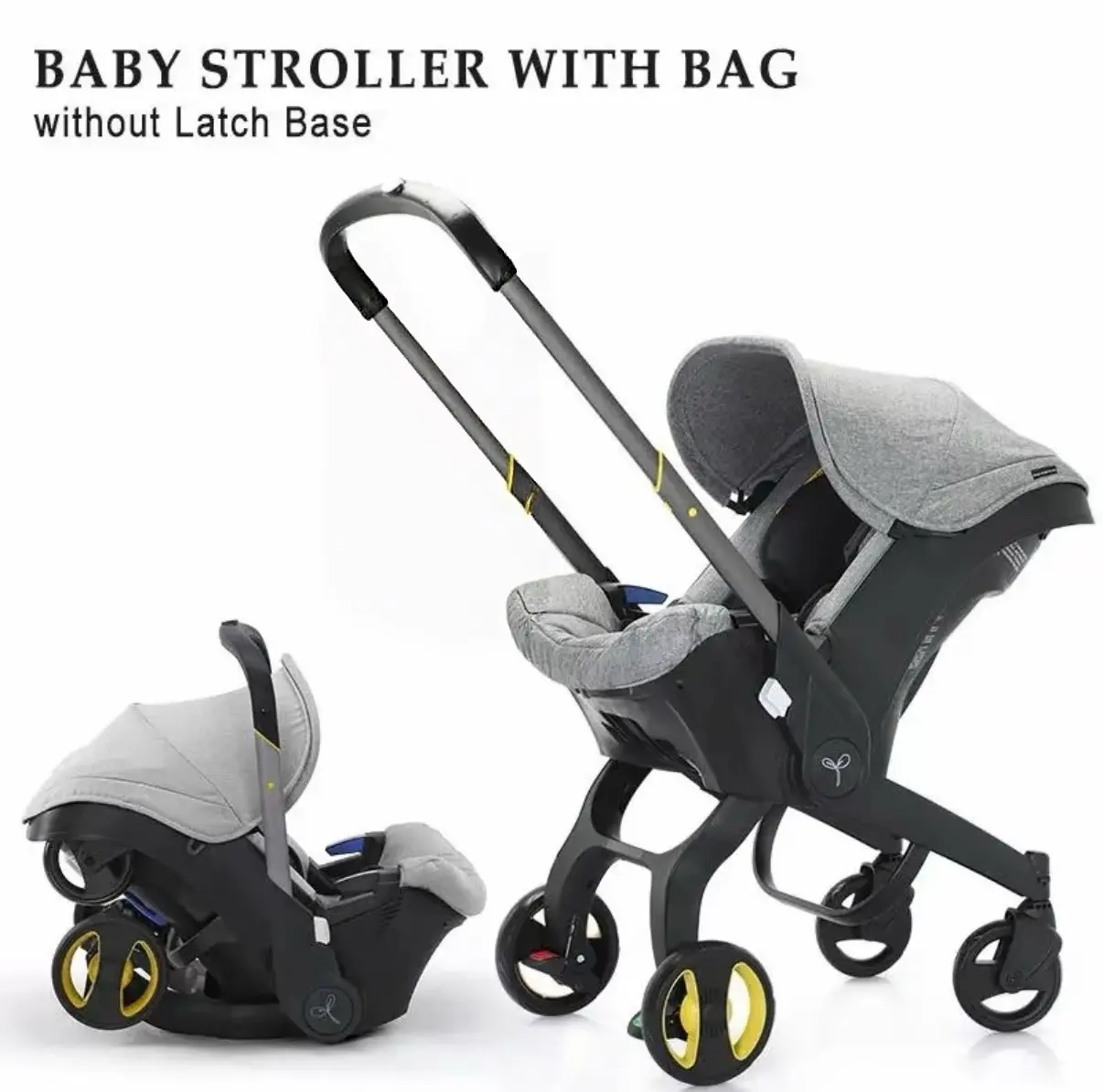 4 in 1 Foldable Baby Stroller with Storage Bag Convertible Newborn Infant Stroller Without Latch Base Lightweight Travel Friendly