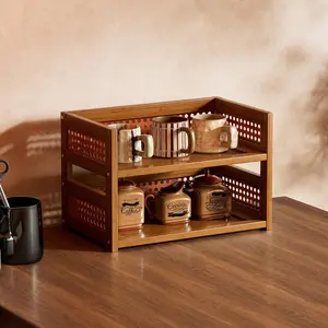 Multi-Layer Bamboo Storage Rack, Kitchen Spice Organizer, Desktop Shelf, Office Desk Holder, Independent Display Stand, Home & Dorm Use
