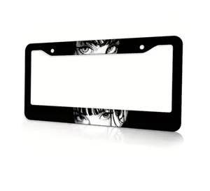 Anime Manga Girl Eyes License Plate Frame, Black JDM Car Tag Holder, Japanese Aesthetic Auto Accessories, Sad Anime Core Car Decor Gift