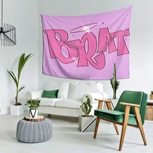 Tapestry Inspired By Brat Theme, Perfect For Decorating Your Living Room, Bedroom, Or Office. Ideal For Various Spaces Including Homes, Cafes, Bars, And Music Rooms - No Electricity Needed, Great For Music Wall Decor And Indoor Party Ambiance