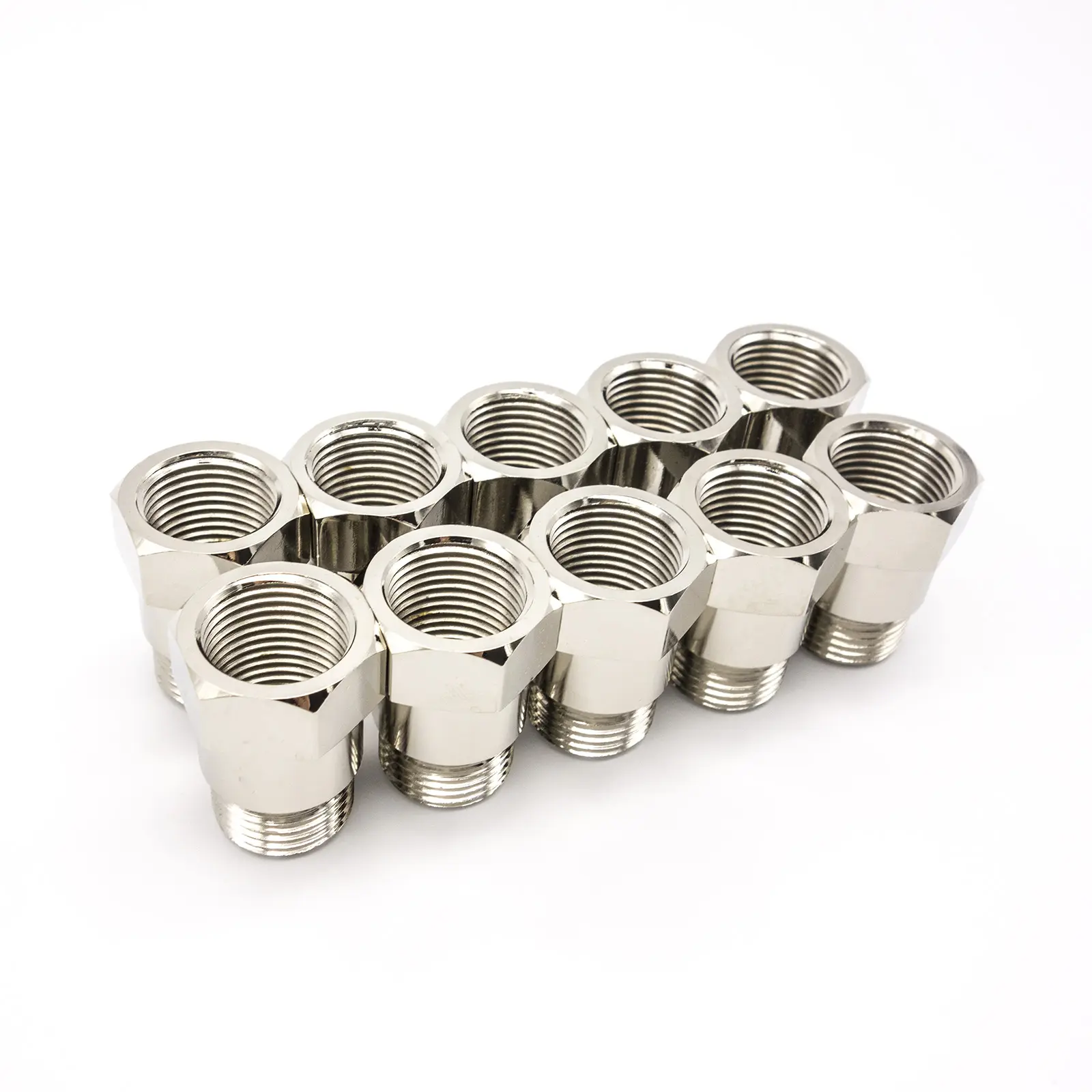 3mirrors 10PCS 32mm Nickel Plated M18X1.5 Threaded Extension Spacer CNC Machined Straight Metal Coupling Adapter General Mechanical Pipeline Hardware Fitting