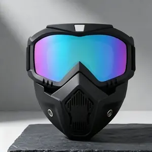 Detachable Motorcycle Goggles Mask with Tinted Shield for Outdoor Riding