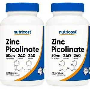 Nutricost Zinc Picolinate 50mg Dietary Supplement - 120 Vegetarian Capsules, Gluten-Free, GMO-Free