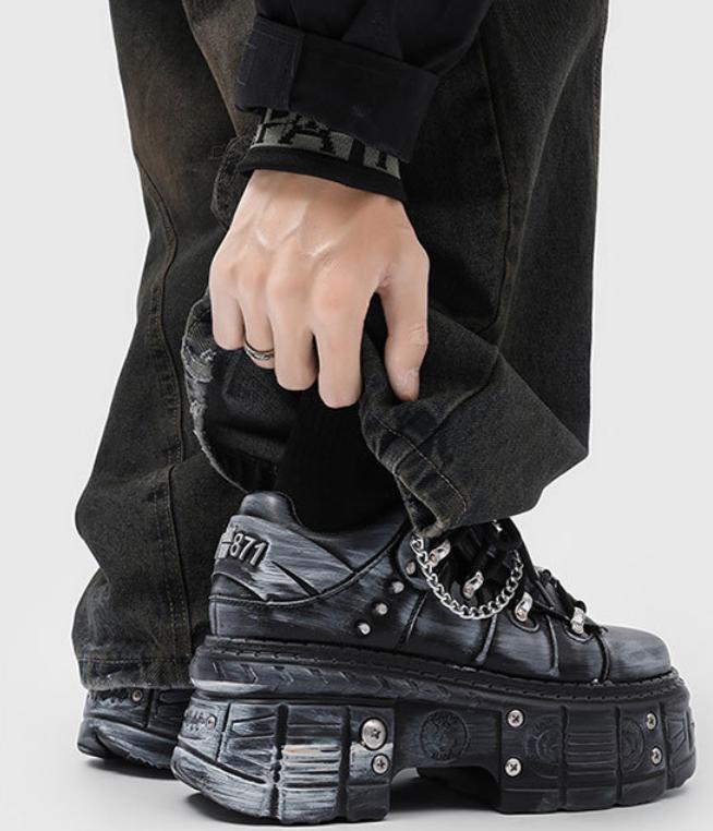 Men's Designer Platform Shoes Vintage Processing Punk Gothic Silhouette Flattering 2026 New