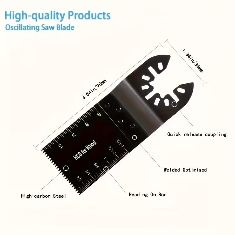 20PCS Oscillating Tool Blades, Titanium & HCS Oscillating Saw Blades for Metal/Wood/Plastic Cutting, Curved Edge Multi Tool Blades Compatible with Dewalt Bosch Milwaukee Ryobi