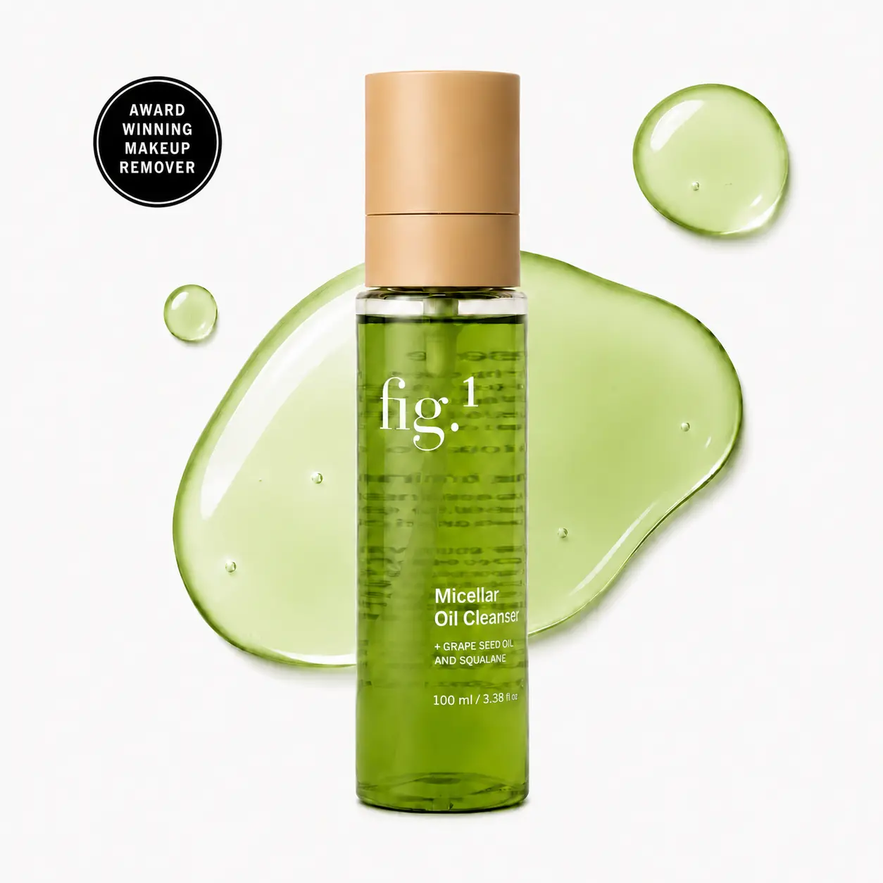 Fig.1 Micellar Oil Cleanser for Face - Makeup Remover Cleansing oil, Facial Cleanser - Squalane & Grapeseed Oil Formula, Cleanse without Clogging Pores, Acne-Prone Facial Skincare, Refillable