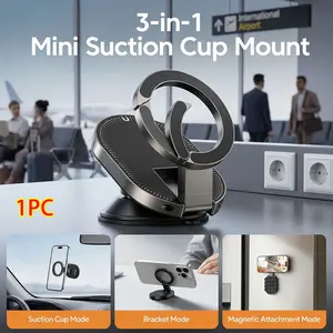 Mobile phone desktop wall mount bracket - suction cup magnetic attachment Magnetic Phone Stand for hiking, folding and rotating three-in-one multi-functional phone holder - multi-functional foldable portable suction cup/magnetic attachment bracket