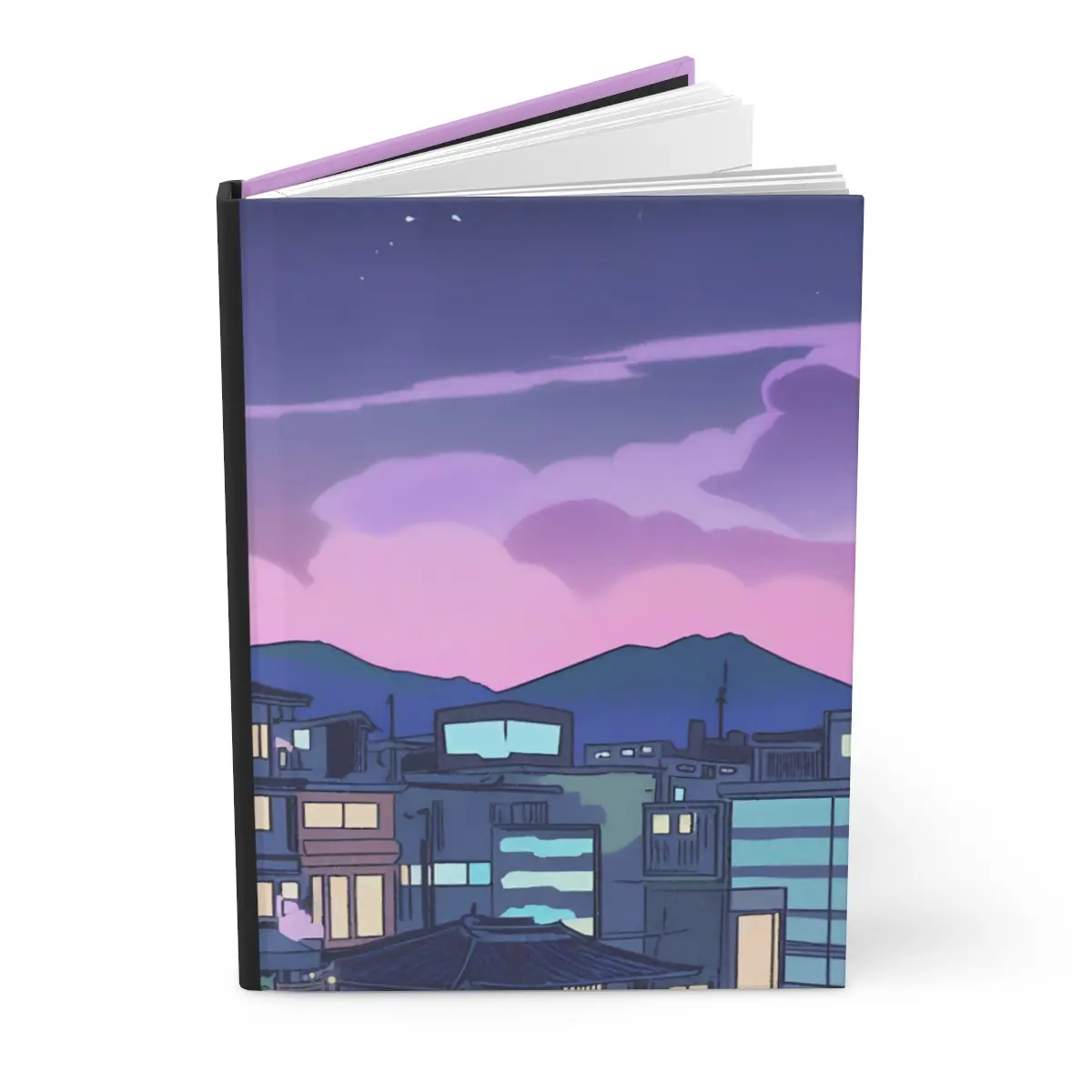 Japan City Lights Hardcover Matte Journal - CreativeBunnieStudio - Japan City Lights Notebook, Lined Hardcover Journal, Anime Aesthetic Notebook, Anime Diary, Anime Journal