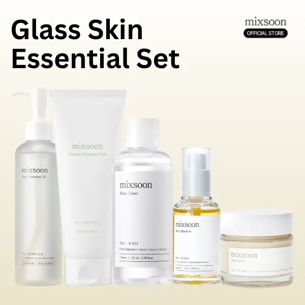 [mixsoon] Glass Skin Essential Skincare Routine Set - Vegan Cleanser, Foam, Moisturizer for Tired & Dehydrated Skin, Deep Glow & Smooth Care