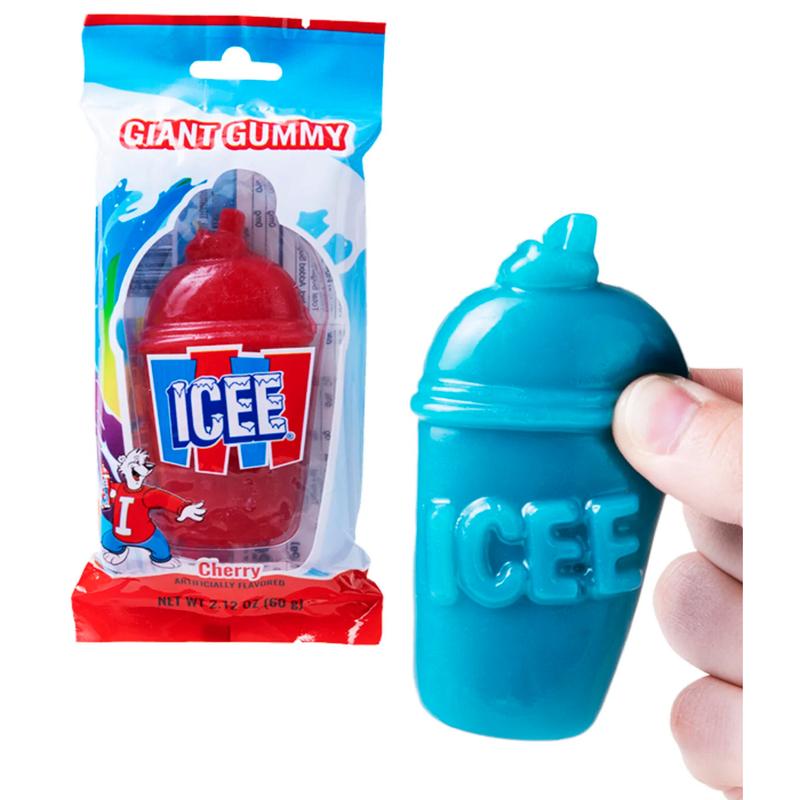 Giant ICEE Gummy - Classic Flavors Cherry & Blue Raspberry - Slushie Cup Design - Random Flavor Selection - Snack, Candy