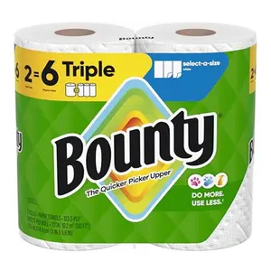 Bounty Select-A-Size Kitchen Paper Towels, White, 2 Triple-Roll Pack (Equals 6 Regular Rolls) with Sheets