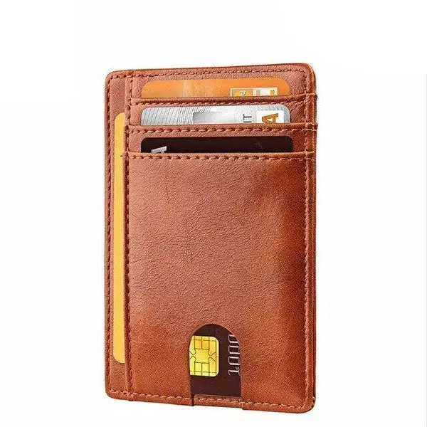 Ultra-Slim Minimalist Leather Card Holder Wallet – RFID Blocking Front Pocket Wallet for Men