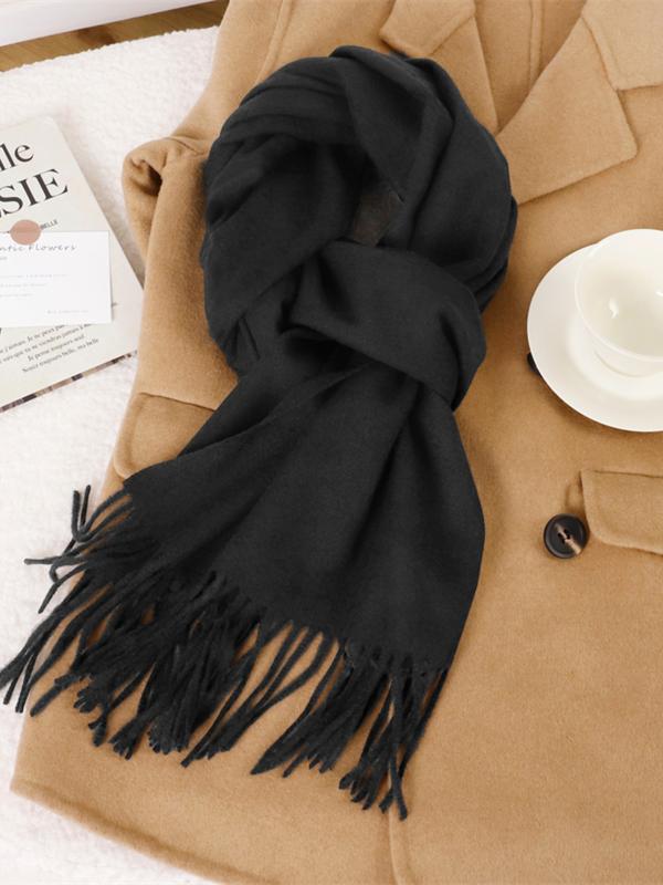Women'sWinter scarf Solid Color Regular Faux Cashmere Scarf, Suitable For Seasonal Transition hijab, Daily Wear, Windproof And Warm, Red For Christmas Scarfs, Soft Warm Shawl