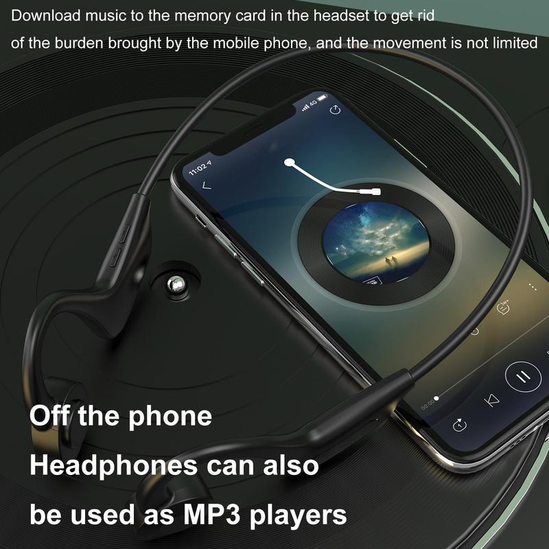 MAGQU Bone Conduction Neckband Wireless Headphones, Sports Open-Ear Earphones - Lightweight & Comfortable, Ultra-Long Battery Life, Waterproof & Sweatproof, Built-in Microphone, Stereo Earbuds (Black) Electronic Audio headphones bluetooth