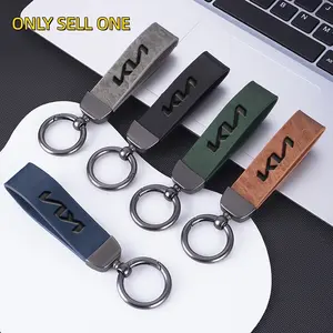 Vintage Leather Keychain for Kia Ceed Sportage Picanto Cerato Seltos Soul Rio, Zinc Alloy Key Ring, Car Key Chains, Car Styling Accessory, 2020-2021 Models