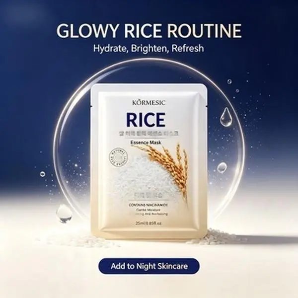Rice Essence Face Mask, Hydrating Sheet Mask for Glowy Moisturized Skin
