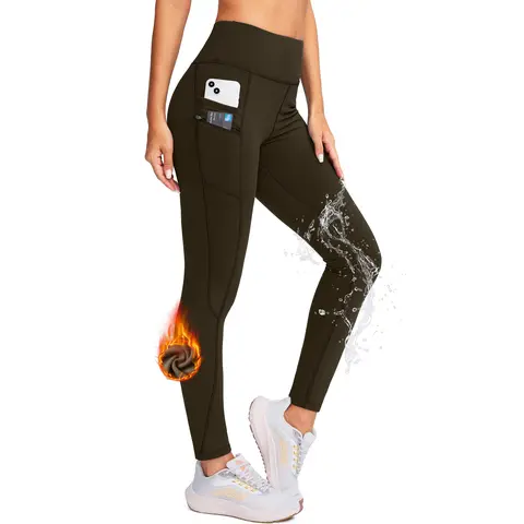G GRADUAL Women's High-Waisted 4-Way Stretch Athletic Leggings - Water-Resistant, Fleece-Lined Thermal, High-Capacity Pockets, Winter Outdoor Sports Bottoms for Running, Hiking, Size Chart Included