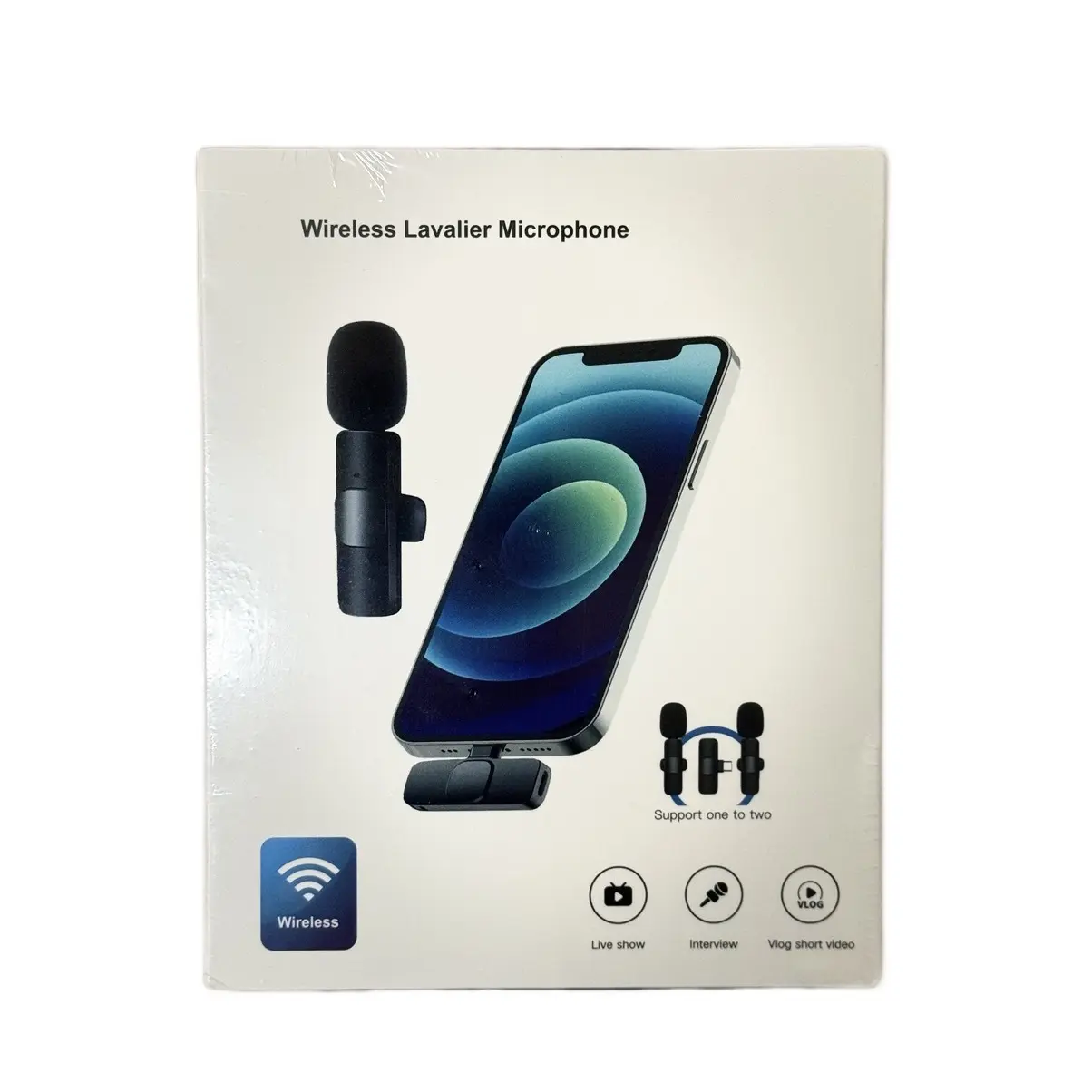 Wireless Lavalier Microphone 2 wireless microphones compatible to use at the same time enhance your video sound with the attachable noise reducing covers Accessories