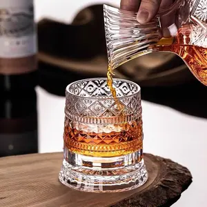 360 Degree Rotating Whiskey Glass Cup, Spinning Crystal Wine Glass with Stress Relief Function, Spinning Cocktail Glass with Stable Decoupled Base - Valentine's Day gift!